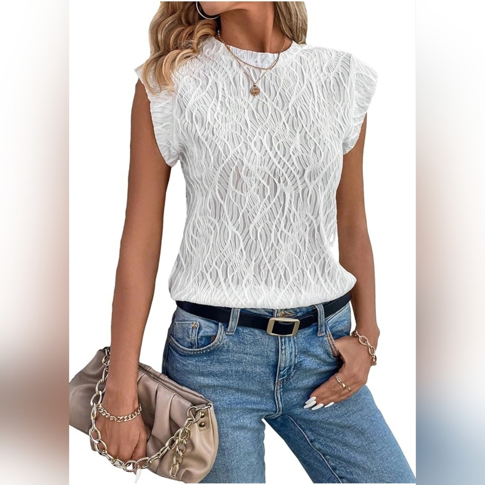 Women's Solid Textured Tee Casual Round Neck Cap Sleeve Pullover Tops T Shirt